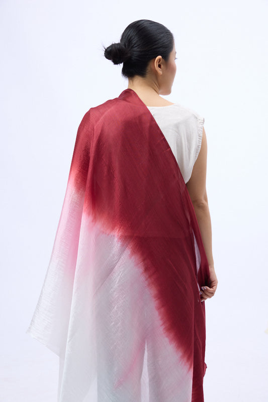 Ombre Burgundy Silk Habotai Scarf – Hand Dyed Luxury from Vietnam