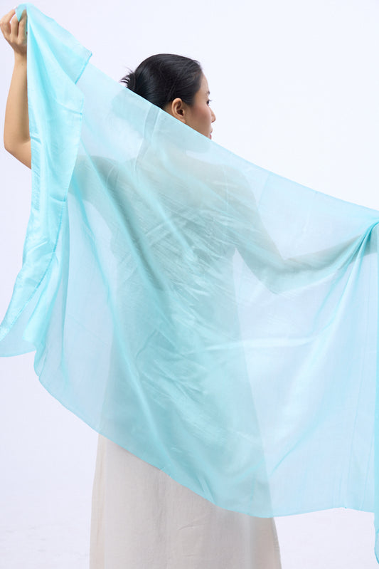 Pastel Blue Silk Habotai Scarf – Hand Dyed Luxury from Vietnam