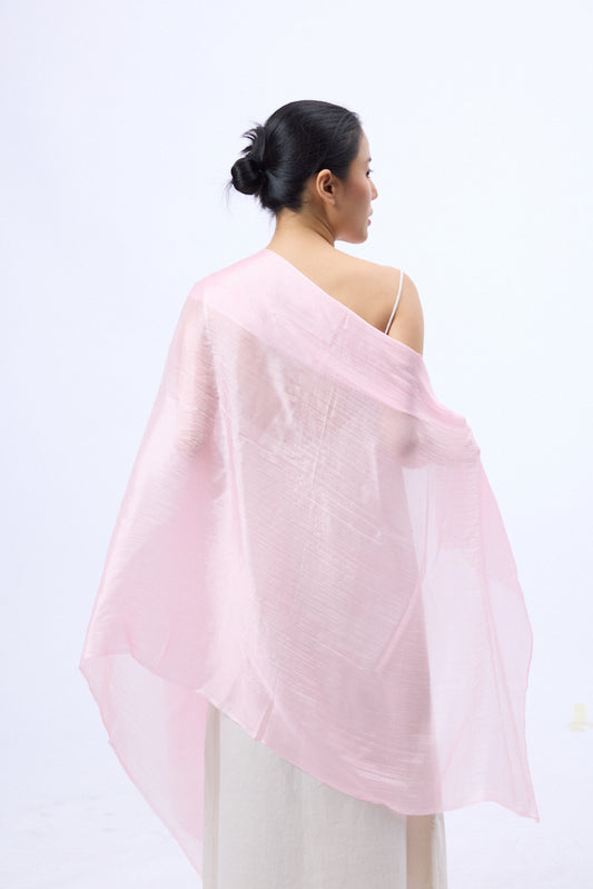 Powder Pink Silk Habotai Scarf – Hand Dyed Luxury from Vietnam