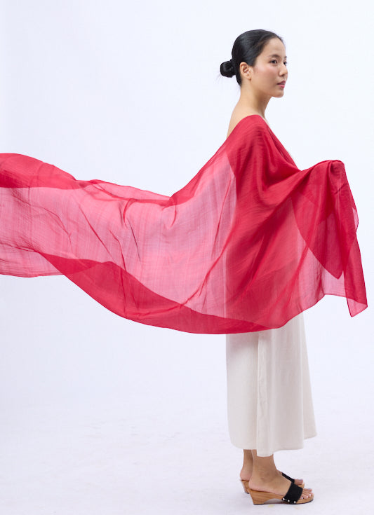 Burgundy Red Silk Habotai Scarf – Hand Dyed Luxury from Vietnam
