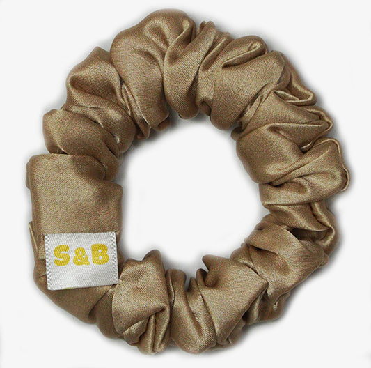 Medium Silk Satin Scrunchie Beige