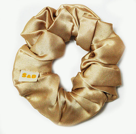 Large Silk Satin Scrunchie Beige