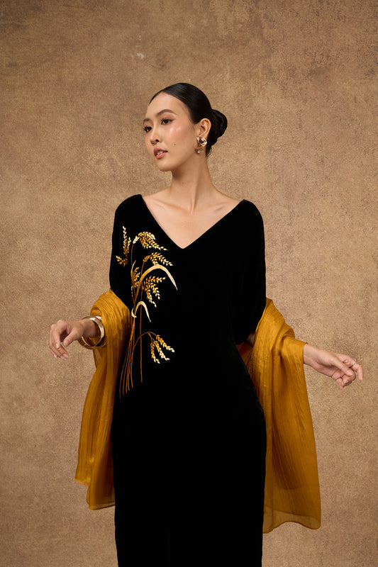 Gold hand-dyed mulberry silk scarf — Silk & Bears luxury handcrafted silk shawl wrap