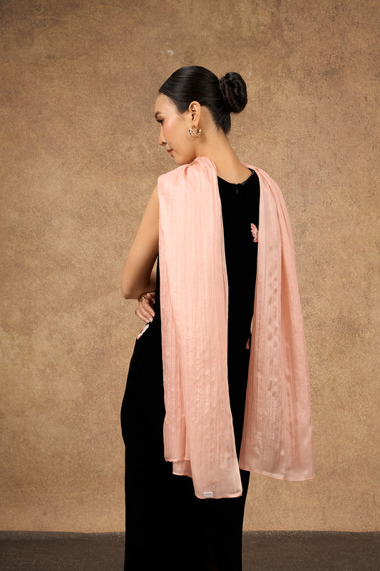 Apricot Pink Mulberry Silk Scarf – Hand-Dyed Sheer Shawl- Lightweight Wrap