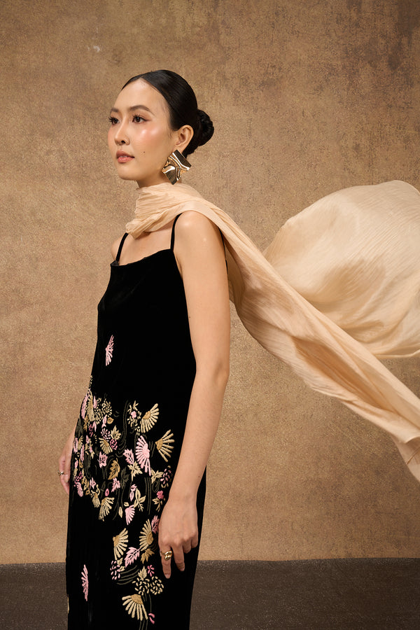 Champagne Gold hand-dyed mulberry silk scarf — Silk & Bears luxury handcrafted silk shawl wrap