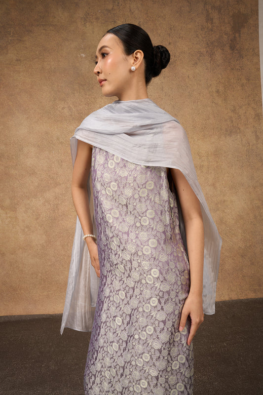 Model wearing  hand-dyed silk scarf draped over shoulders — Silk & Bears
