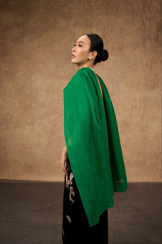 Emerald Green hand-dyed mulberry silk scarf — Silk & Bears luxury handcrafted silk shawl wrap