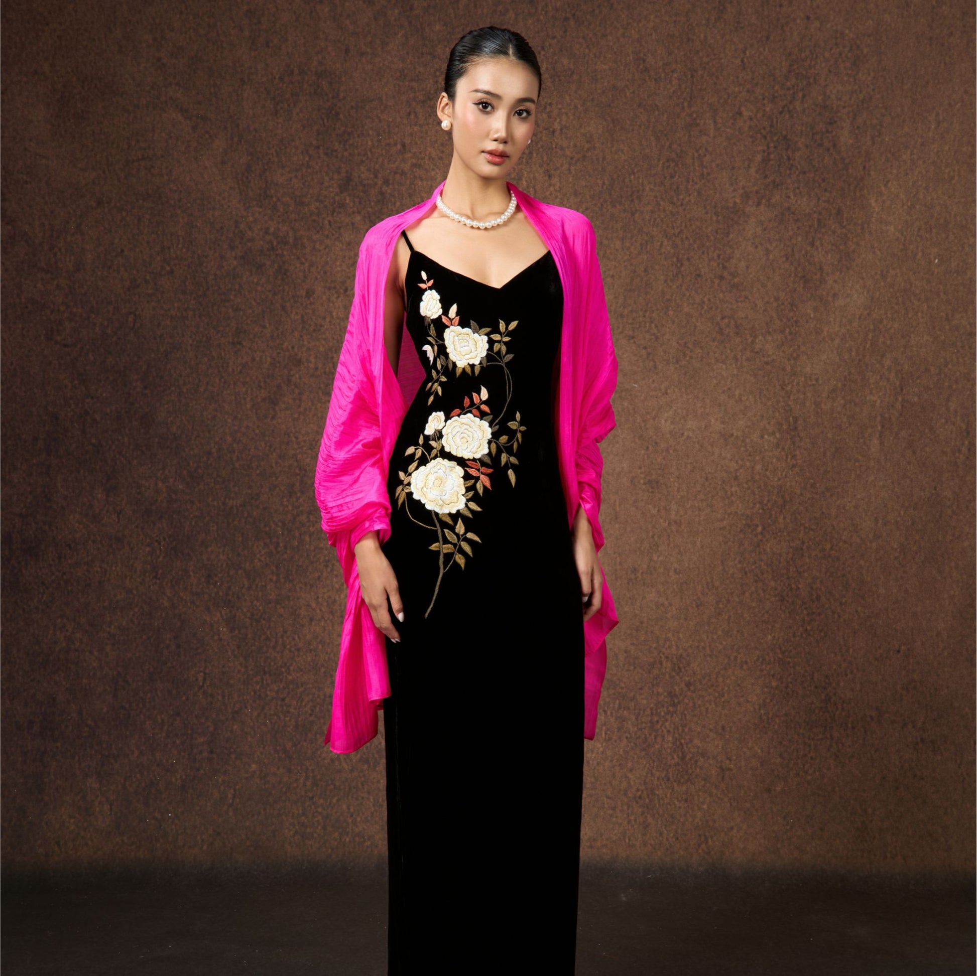 Hot pink hand-dyed mulberry silk scarf by Silk & Bears, made in Vietnam