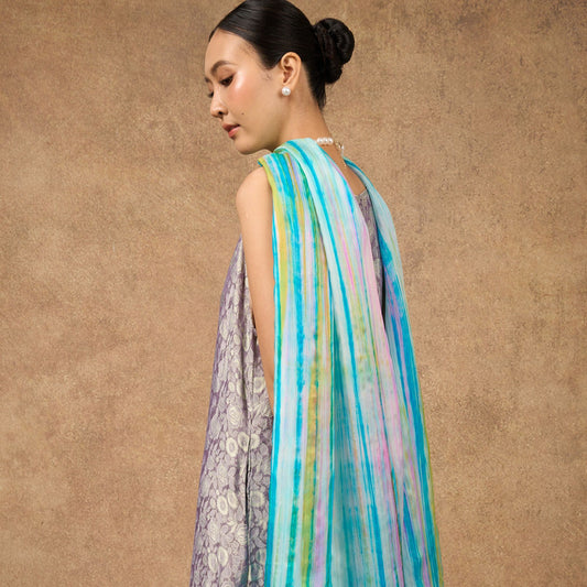 Pastel Rainbow Brushstroke hand-dyed brushstroke mulberry silk scarf — Silk & Bears luxury handcrafted silk shawl wrap