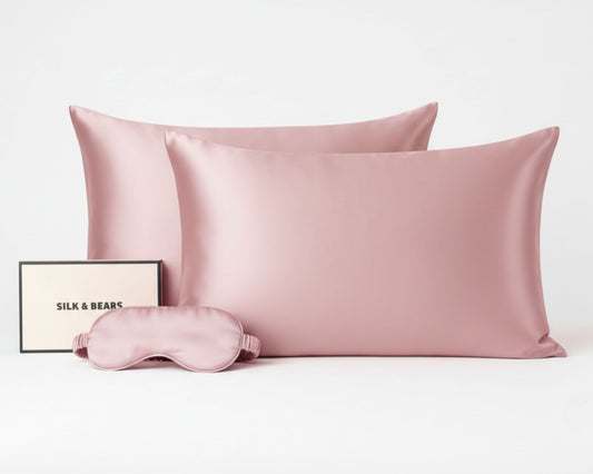 Luxury Silk  Sleep Set Pink – 2 Pillowcases & Matching Eye Mask