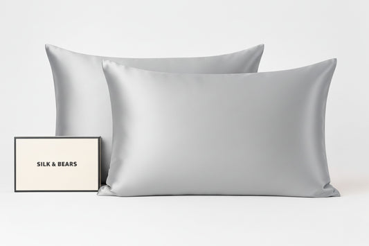 100% Pure Mulberry Silk Pillowcases (Set of 2) – Silver