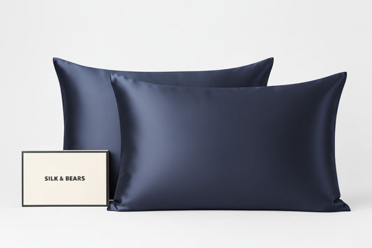 100% Pure Mulberry Silk Pillowcases (Set of 2) – Midnight Blue