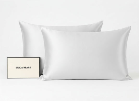 100% Pure Mulberry Silk Pillowcases (Set of 2) – White
