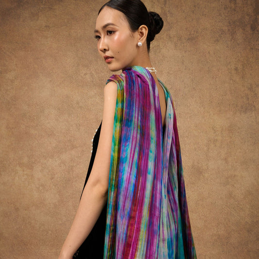 Rainbow Brushstroke hand-dyed brushstroke mulberry silk scarf — Silk & Bears luxury handcrafted silk shawl wrap