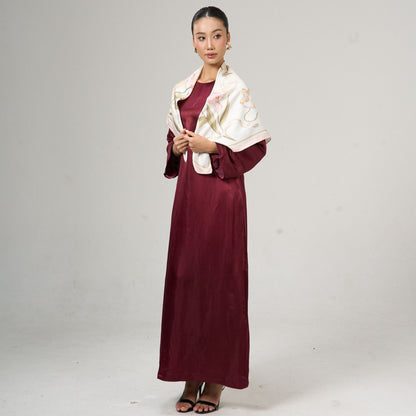 Ivory Floral & Ribbon Print Silk Twill Scarf – Hand-Rolled Edges