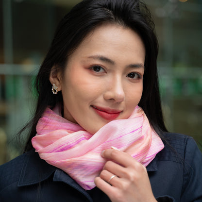 Hand-Dyed Pink & Violet Mulberry Silk Scarf – Naturally Dyed Habotai Silk, Lightweight & Luxurious Gift