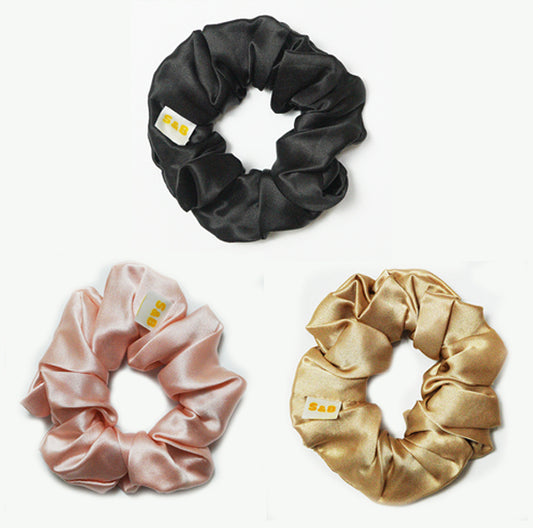 Set of 3 Large Silk Satin Scrunchies (Mixed Colour)