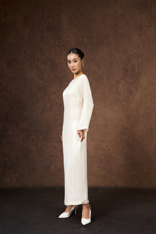 Celeste Ivory Pearl Silk Maxi Dress | Hand-Dyed | Silk & Bears