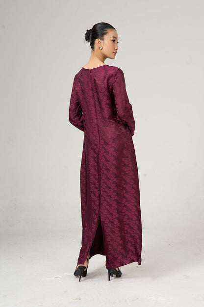 Celeste mulberry bloom silk jacquard maxi dress, full-length view