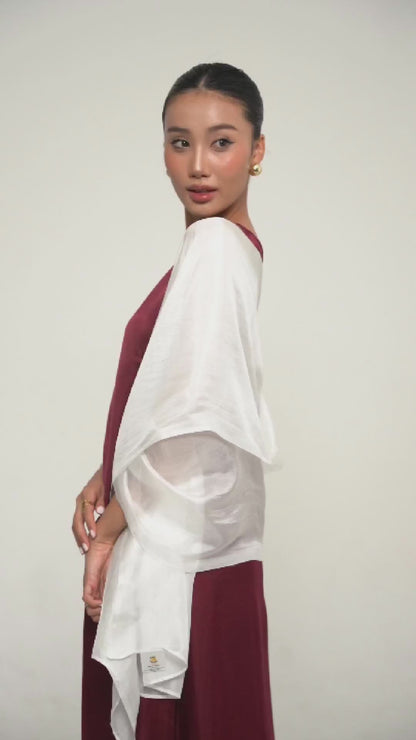 Pearl White Silk Scarf – Hand-Dyed Mulberry Silk, Wedding & Bridal Wrap