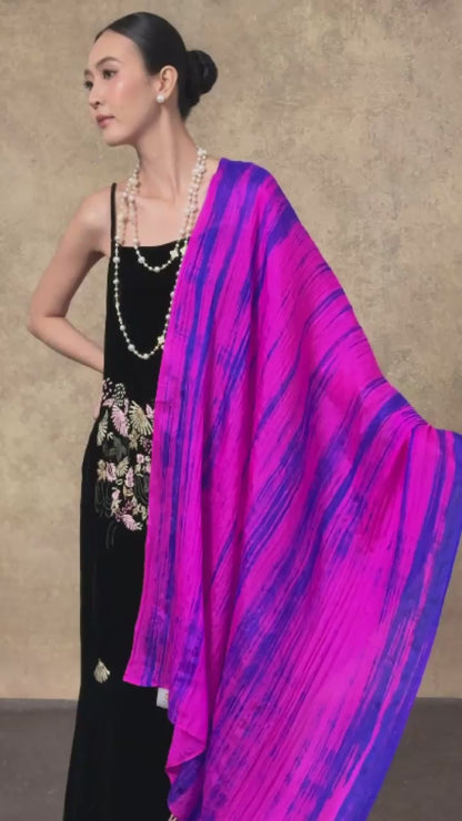 Deep Purple Silk Scarf – Hand-Dyed Mulberry Silk, Autumn Evening Wrap