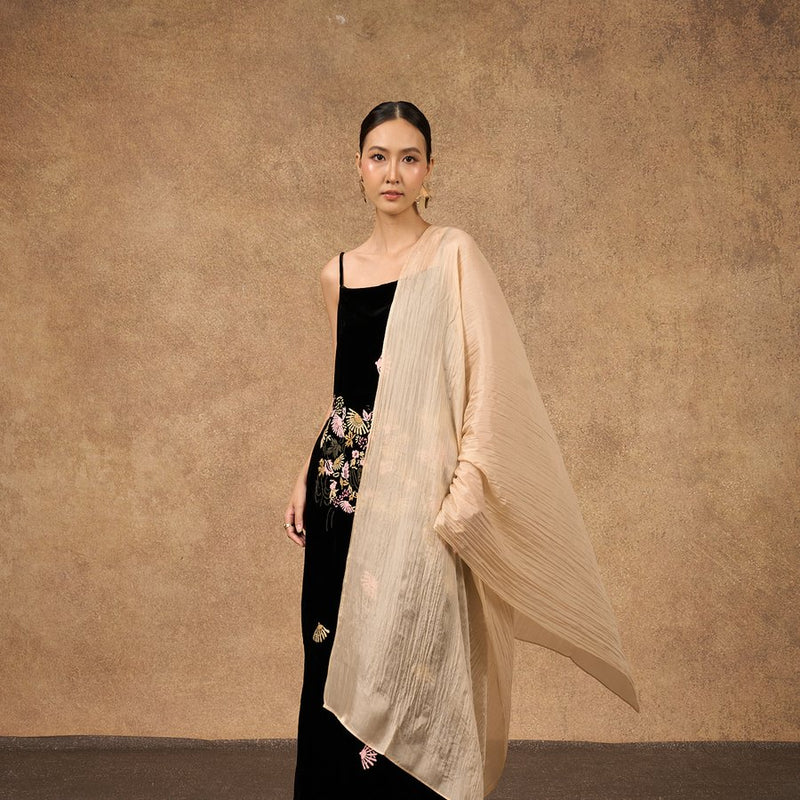 Hand-dyed champagne gold mulberry silk scarf