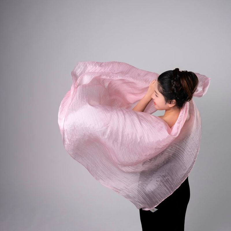 Hand-dyed blush pink mulberry silk scarf